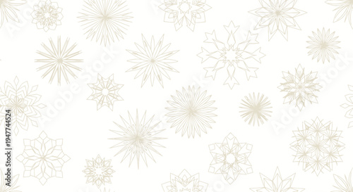 Elegant Beige Snowflakes Pattern on White Background - Seamless Winter Holiday Design