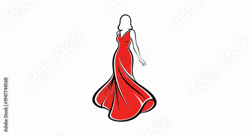 Silhouette of a woman in a flowing red gown