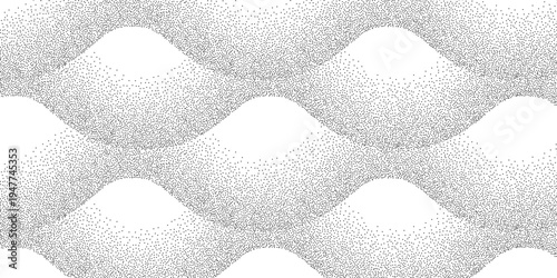 Wavy stipple dot texture background, black grain gradient with flowing lines, abstract grunge wallpaper.