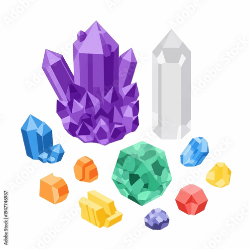 Colorful crystal gems and minerals collection.