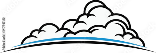 Stylized cloud formation with a blue arc beneath