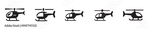 Collection of helicopter silhouettes in various orientations.