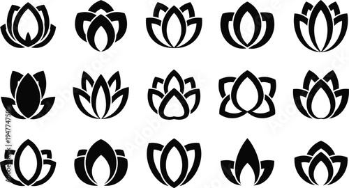 Black lotus flower white symbol