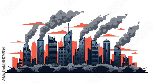 Pollution from city skyscrapers.