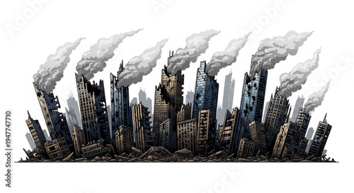 Pollution from city skyscrapers.