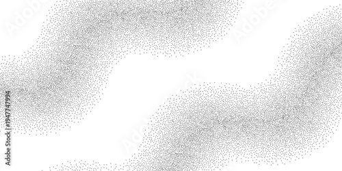 Illustration Wavy stipple dot texture background, black grain gradient with flowing lines, abstract grunge wallpaper. graphic illustration art