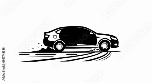 Sleek car in motion, kicking up dust on a road