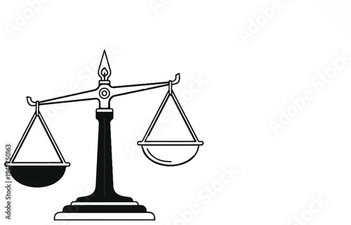 Stylized illustration of a balanced scale of justice