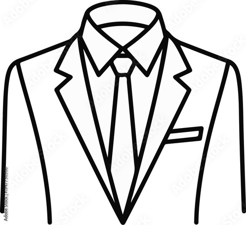 Stylized illustration of a business suit with a collared shirt and tie