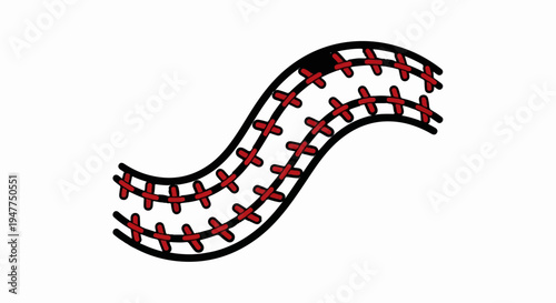 Stylized illustration of a baseball seam curving across white background