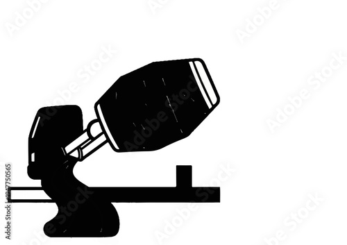 Stylized illustration of a concrete mixer truck dispensing material onto a surface