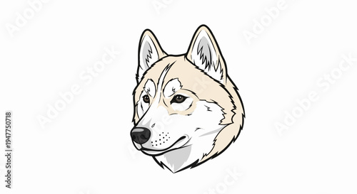Stylized illustration of a dog's head with light fur and pointed ears.
