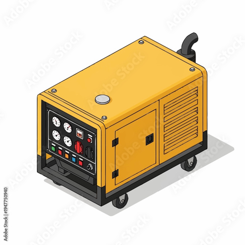 Yellow portable electric power generator.