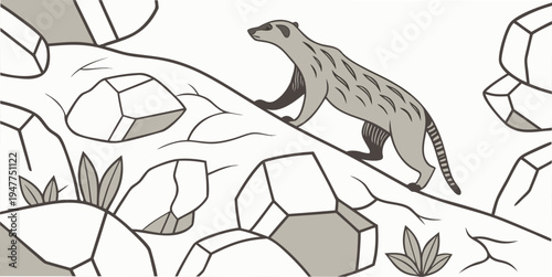 A gray dinosaur standing on a branch Vector