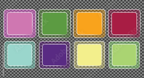 Colorful square buttons in various hues on gray background