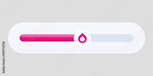 A pink and white progress bar with a water droplet icon on a light gray background