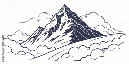 A mountain peak rising above the clouds Vector