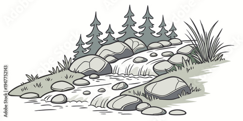 A rocky hill with trees on top Vector