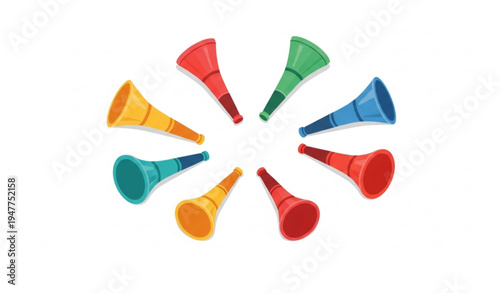 Isometric vuvuzela horn icon collection for soccer fan celebration vector