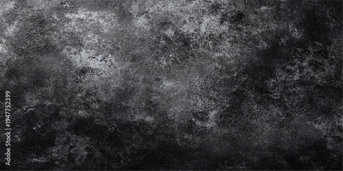 Black and white abstract background with a dark grey grunge texture on a rough vintage concrete wall pattern for a weathered stone surface backdrop