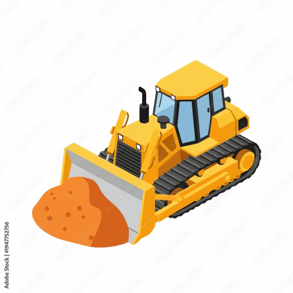 Fototapeta premium Bulldozer pushing a pile of dirt.