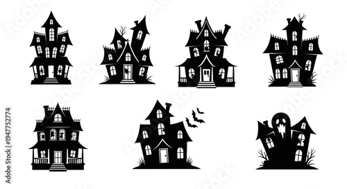 Spooky Haunted House Silhouettes Collection for Halloween