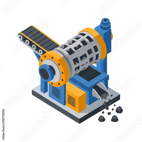 Industrial crusher machine for processing materials.