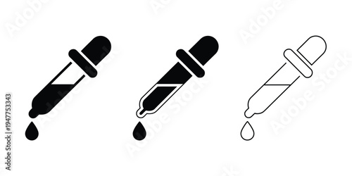  Dropper Silhouette, Featuring Liquid and Droplets Illustrations Perfect for Laboratory, Science, Chemistry, Medical, and Creative Digital Design Projects.