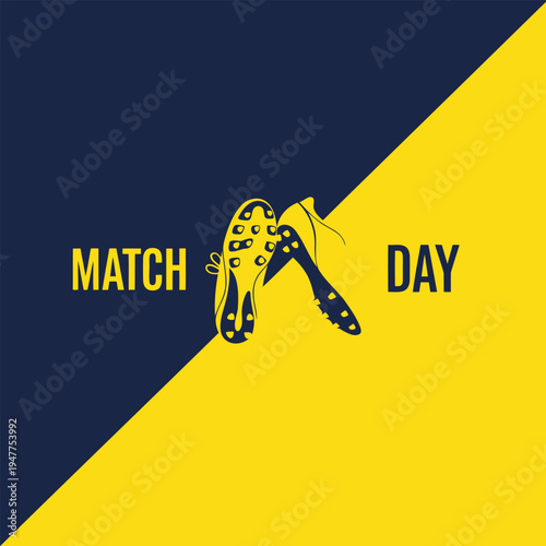 Football match day social media template with soccer cleats and split background