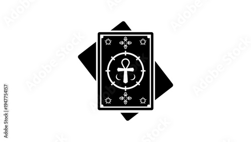 Tarot Cards symbol, black isolated silhouette