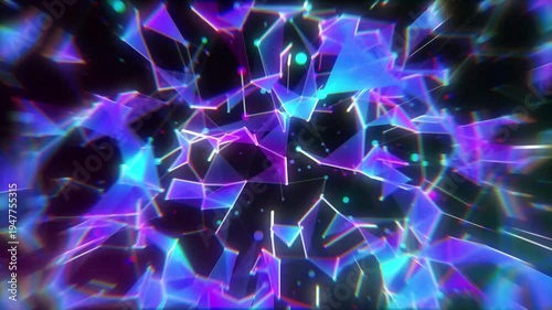 Cyan and Purple Connected Dots and Lines Plexus Animation