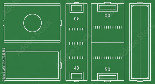 Various Sports Field Layouts - Football, Soccer, and Rugby.