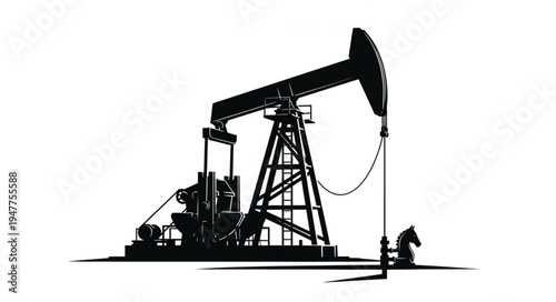 Pumpjack Oil Rig Silhouette.