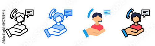 Customer Support Icon Collection Set Multiple Style