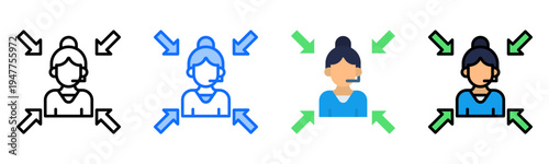 Support Center Icon Collection Set Multiple Style