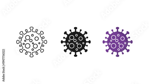 Coronavirus COVID-19 virus particles set isolated on white background vector illustration