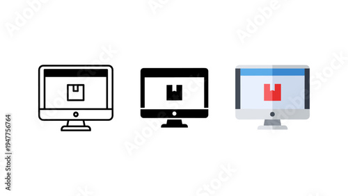 Evolution of computer monitors from CRT to LCD vector illustration flat design scalable graphic