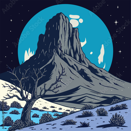 Abstract pixelated landscape with terrain and water color variations