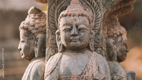 Ancient Stone Buddha Statues closeup