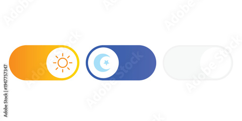 A graphic representation of three toggle switches on a white background