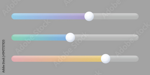 A graphic design element featuring three colorful slider bars on a gray background