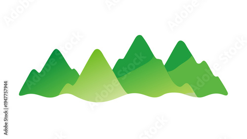 A green mountain range with several peaks Vector