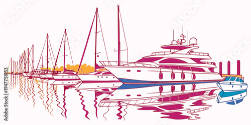 A large yacht sailing through calm waters Vector