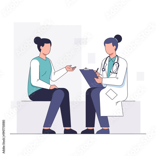 Doctor consulting patient in medical office.