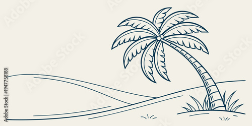A palm tree on a sandy beach Vector