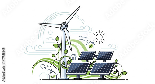 Renewable Energy Solar Panels Wind.