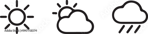 weather clouds sun outline icon set vector illustration design art