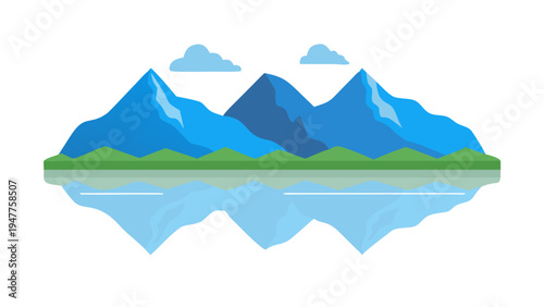 A mountain range with a lake and trees Vector