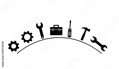 Repair tools and settings glyph icon set black vector symbols