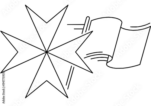 Malta Independence Day Monoline Background with Maltese Cross